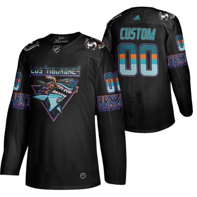 San Jose Sharks Custom Men's Adidas 2020 Los Tiburones Limited NHL Jersey Black